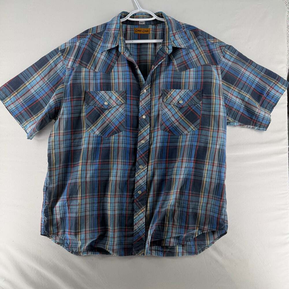 0967 XL Cobra Creek Men's Western Plaid Short Sleeve Pearl Snap Shirt